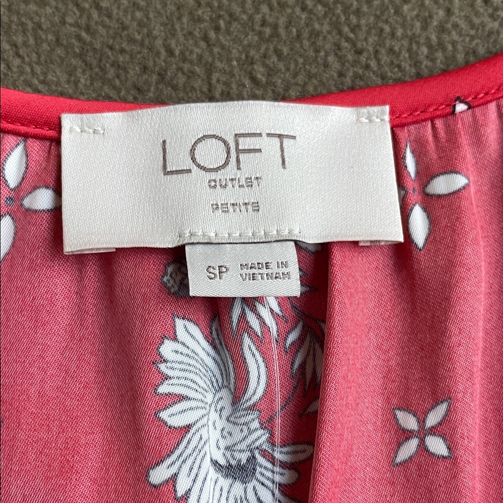 LOFT Red Floral Dress, SP - Picture 9 of 11